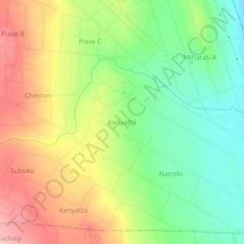 Kenyatta地形图、海拔、地势