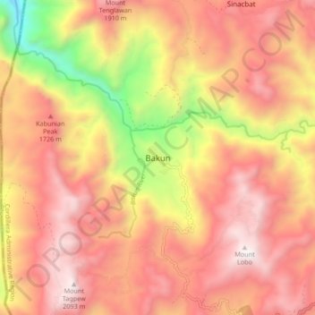 Bakun地形图、海拔、地势