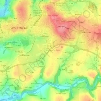 Poulriou地形图、海拔、地势