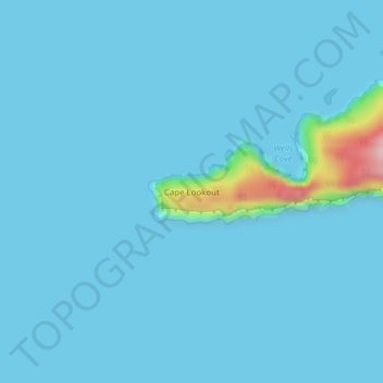 Cape Lookout地形图、海拔、地势