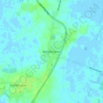 Wimblington地形图、海拔、地势