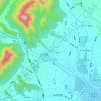 昭陵村地形图、海拔、地势