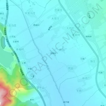 河南村地形图、海拔、地势