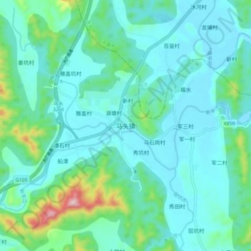 马头镇地形图、海拔、地势