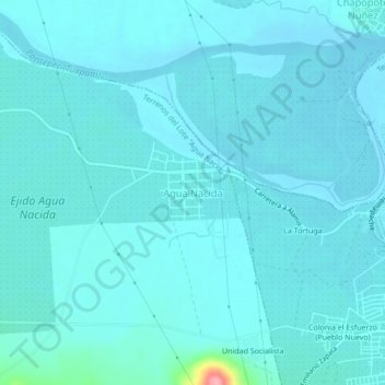 Agua Nacida地形图、海拔、地势