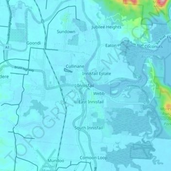 Innisfail地形图、海拔、地势