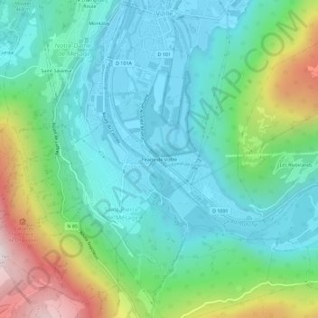 Péage-de-Vizille地形图、海拔、地势