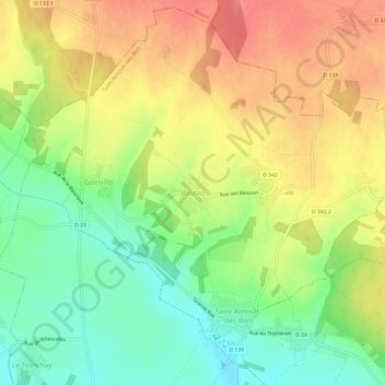 Besnez地形图、海拔、地势