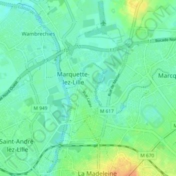 Saint-Roch地形图、海拔、地势