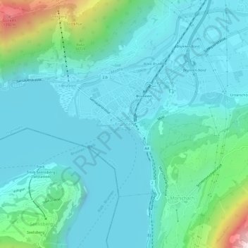 Brunnen地形图、海拔、地势