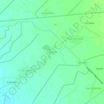 Nacozari地形图、海拔、地势