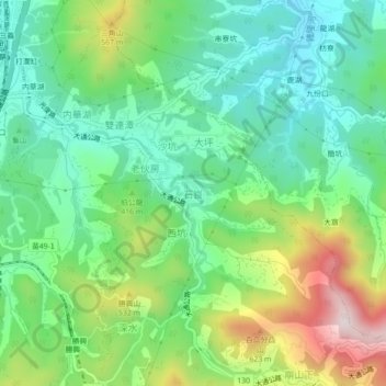 石峎地形图、海拔、地势
