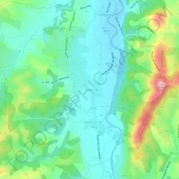 Espès地形图、海拔、地势