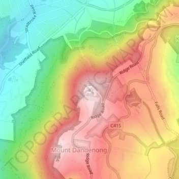 Mount Dandenong地形图、海拔、地势