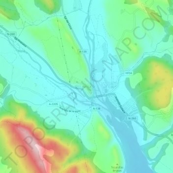 Aínsa地形图、海拔、地势