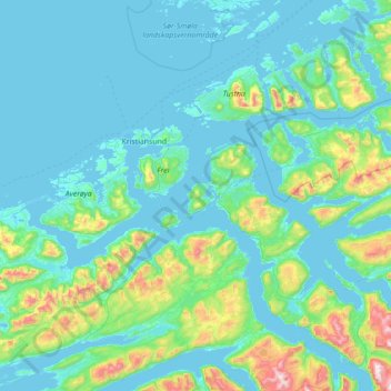 Aspøya地形图、海拔、地势