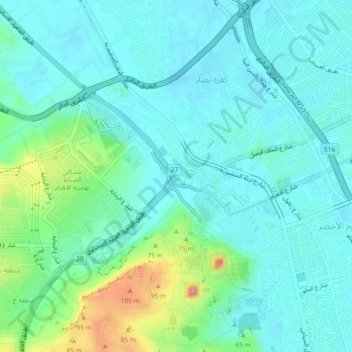ميدان الرماية地形图、海拔、地势