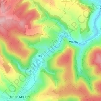 Gironval地形图、海拔、地势