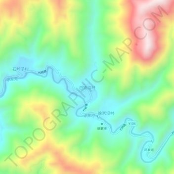 白猿沟村地形图、海拔、地势