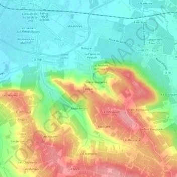 Vaque地形图、海拔、地势