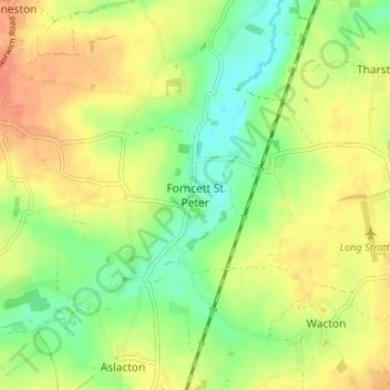 Forncett St Peter地形图、海拔、地势