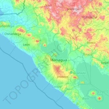 Península de Chiltepe地形图、海拔、地势