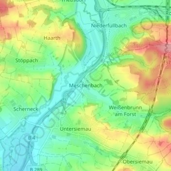 Meschenbach地形图、海拔、地势
