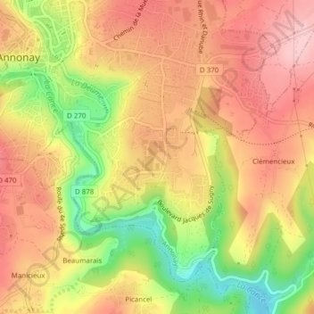 Vissenty地形图、海拔、地势