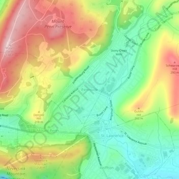 Pennside地形图、海拔、地势