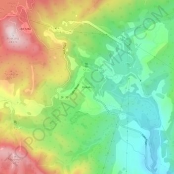 Kokako地形图、海拔、地势