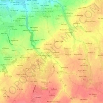 Kersquivit地形图、海拔、地势