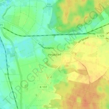 Hesedorf地形图、海拔、地势
