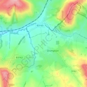 Netherhay地形图、海拔、地势