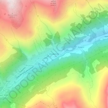Villa Bedretto地形图、海拔、地势