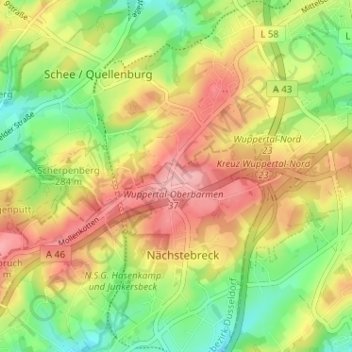 Schmiedestraße地形图、海拔、地势