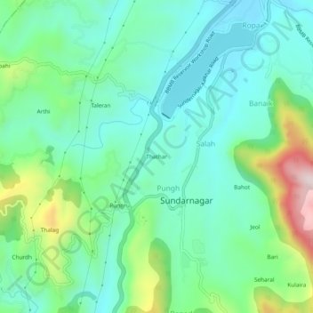 Thathar地形图、海拔、地势