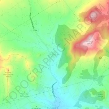 l'Aleixar地形图、海拔、地势