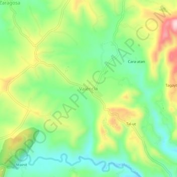 Valencia地形图、海拔、地势