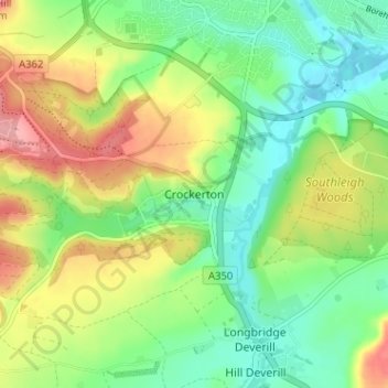 Crockerton地形图、海拔、地势
