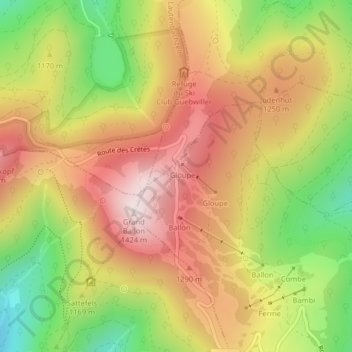 Col du Grand Ballon地形图、海拔、地势