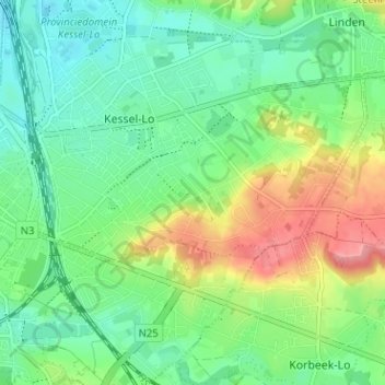 Benedenlo地形图、海拔、地势