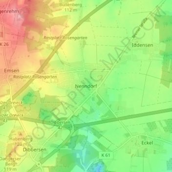 Nenndorf地形图、海拔、地势