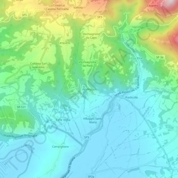Apoleggia地形图、海拔、地势
