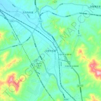 石桥子街道地形图、海拔、地势