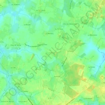 Carouge地形图、海拔、地势