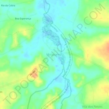 Mirasselvas地形图、海拔、地势