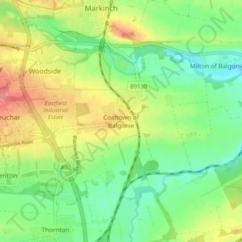 Coaltown of Balgonie地形图、海拔、地势