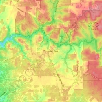 Margaret River地形图、海拔、地势