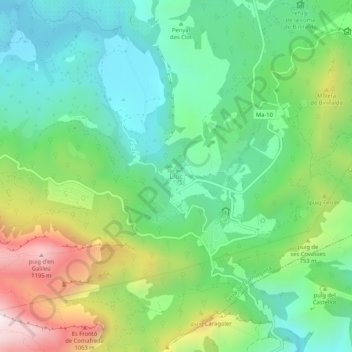Lluc地形图、海拔、地势