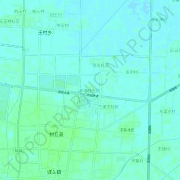 新李庄社区地形图、海拔、地势